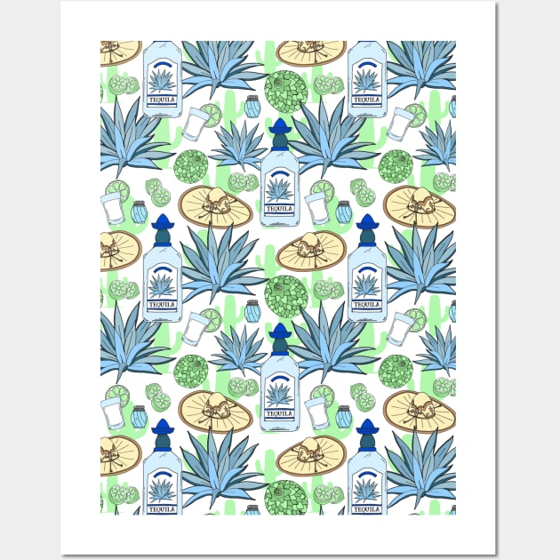 Blue Agave Tequila Pattern Wall Art by HotHibiscus